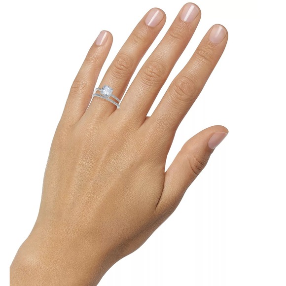 Charter Club Two-Piece Crystal Solitaire Ring Set – Silver-Tone Size 10 NWT - Picture 3 of 3